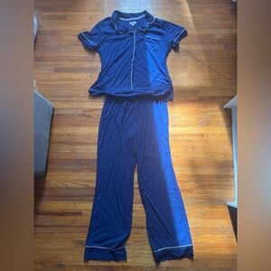 Nicole Miller Navy Pajama Top with White Piping